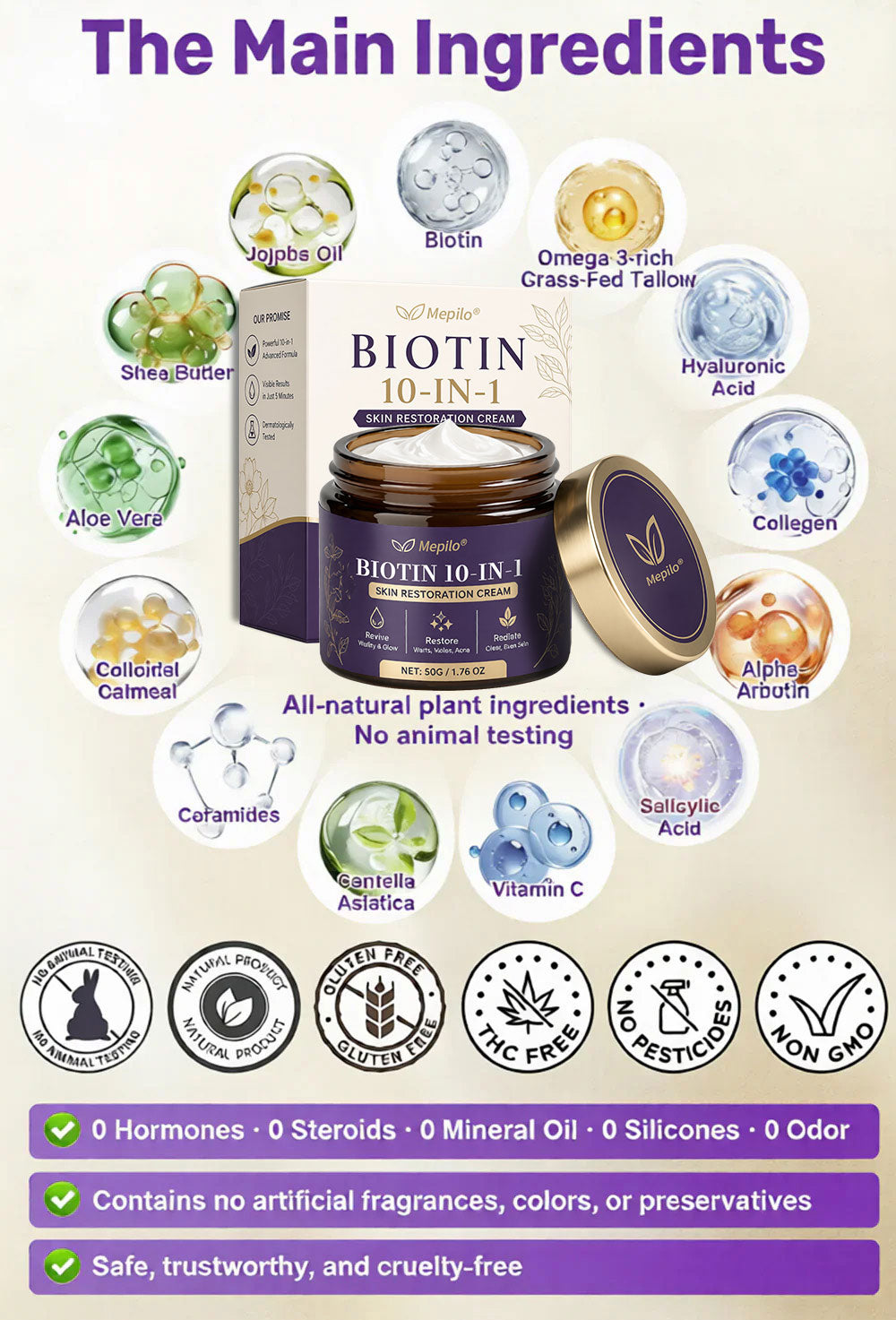 ✨Mepilo® Biotin 10-in-1 Skin Restoration Cream 🍀