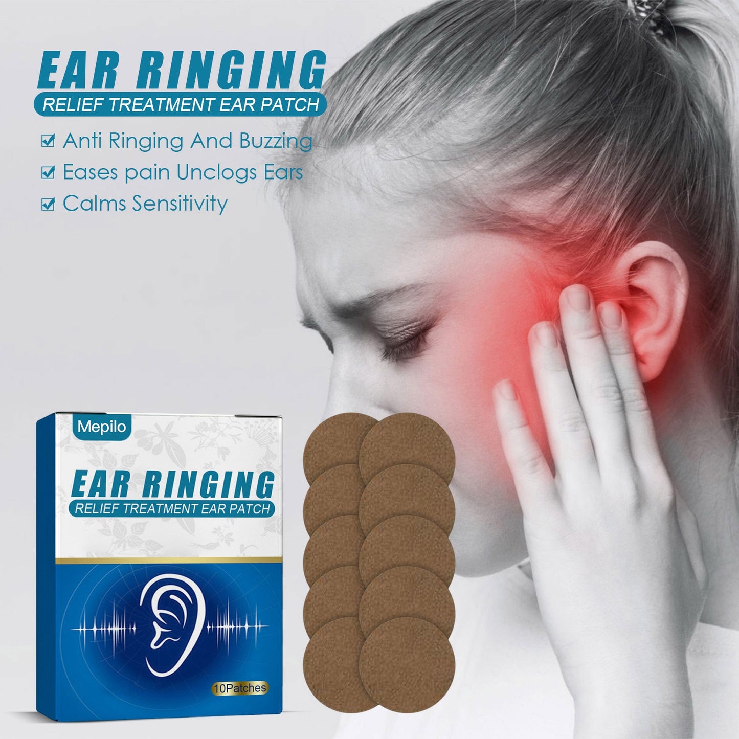 Mepilo™ Tinnitus Patches | Naturally Relieve Ringing & Buzzing in Ears, Repair Inner Ear Hair Cells in 30 Days